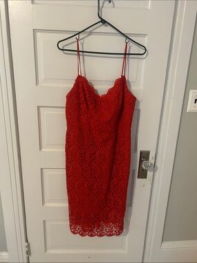 Elegant Red Lace Slip Dress - Jcrew